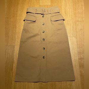 REISS KHAKI BELTED SKIRT